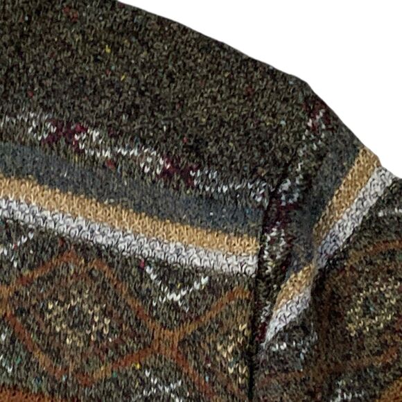 Vintage Prima Maglia Cardigan Mens LG Striped Grandpa Dad Wool Blend 90s Sweater - Picture 8 of 16